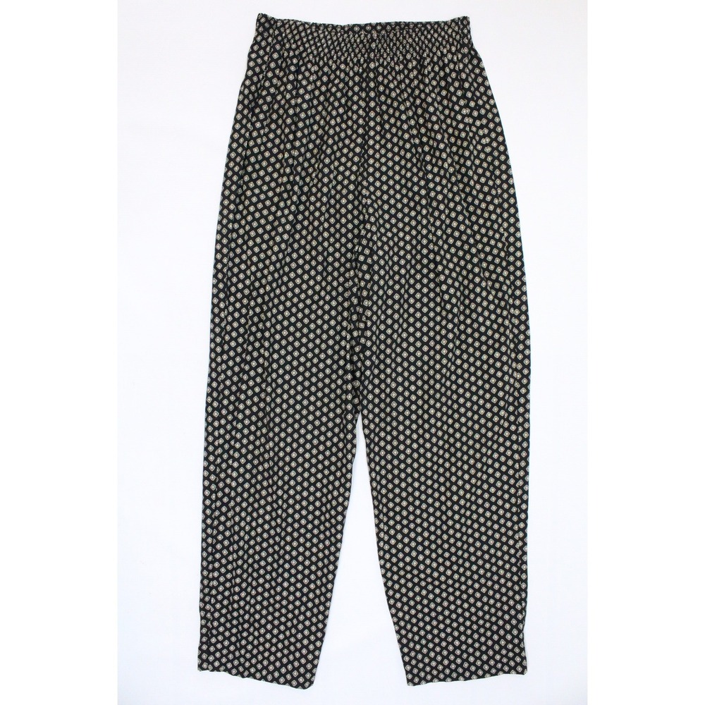 Briggs New York Petite Pants Womens Medium Black Tan Geometric Elastic Waist M